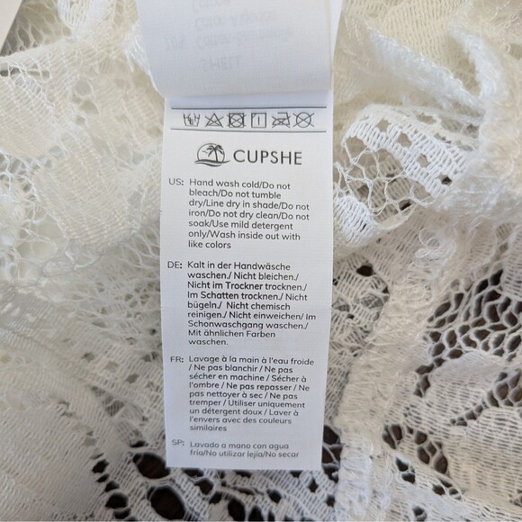 Cupshe Ariya White Lace Crochet Sun Dress V-Neck Sleeveless Bohemian Beach Small - Picture 9 of 12